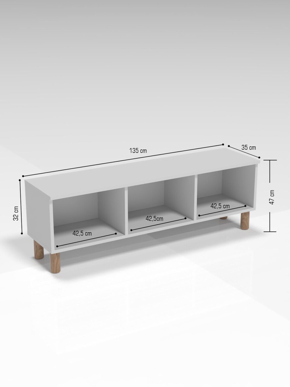 Comoda TV, Hanah Home, Bellora 135, 135x47x35 cm, PAL, Pin Atlantic / Alb