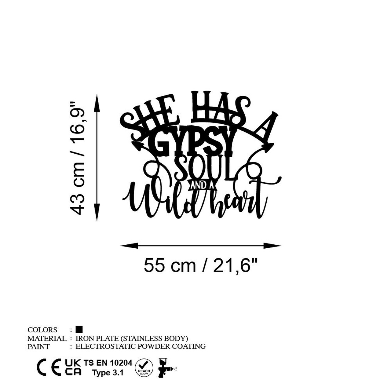 Decoratiune de perete, Gypsy Soul, Dimensiuni: 55 x 43 cm , Negru — imaginea 6