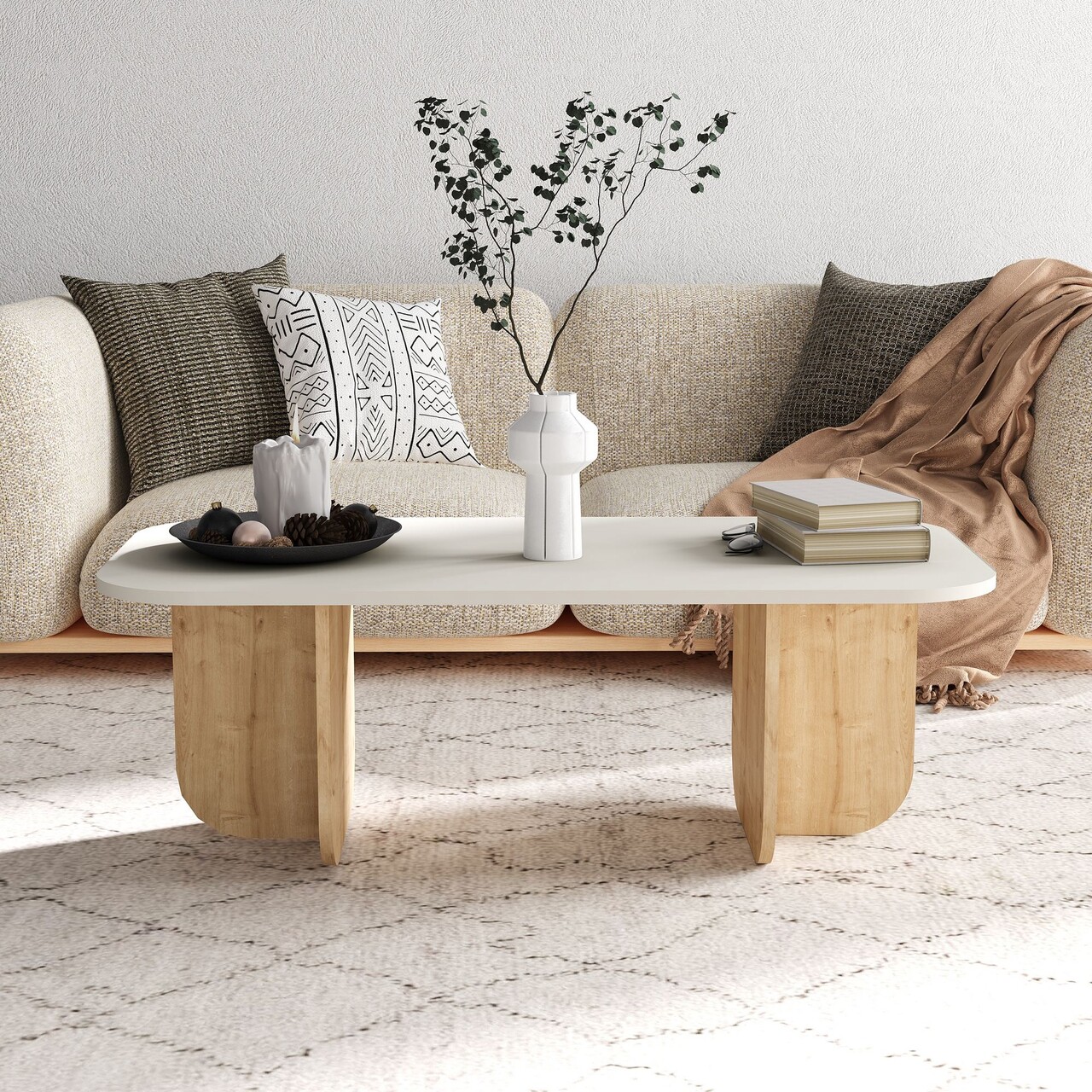 Masuta de cafea, Odessa, Becaj, 120x41.4x60 cm, Gresie / Stejar Safir - 1 | YEO