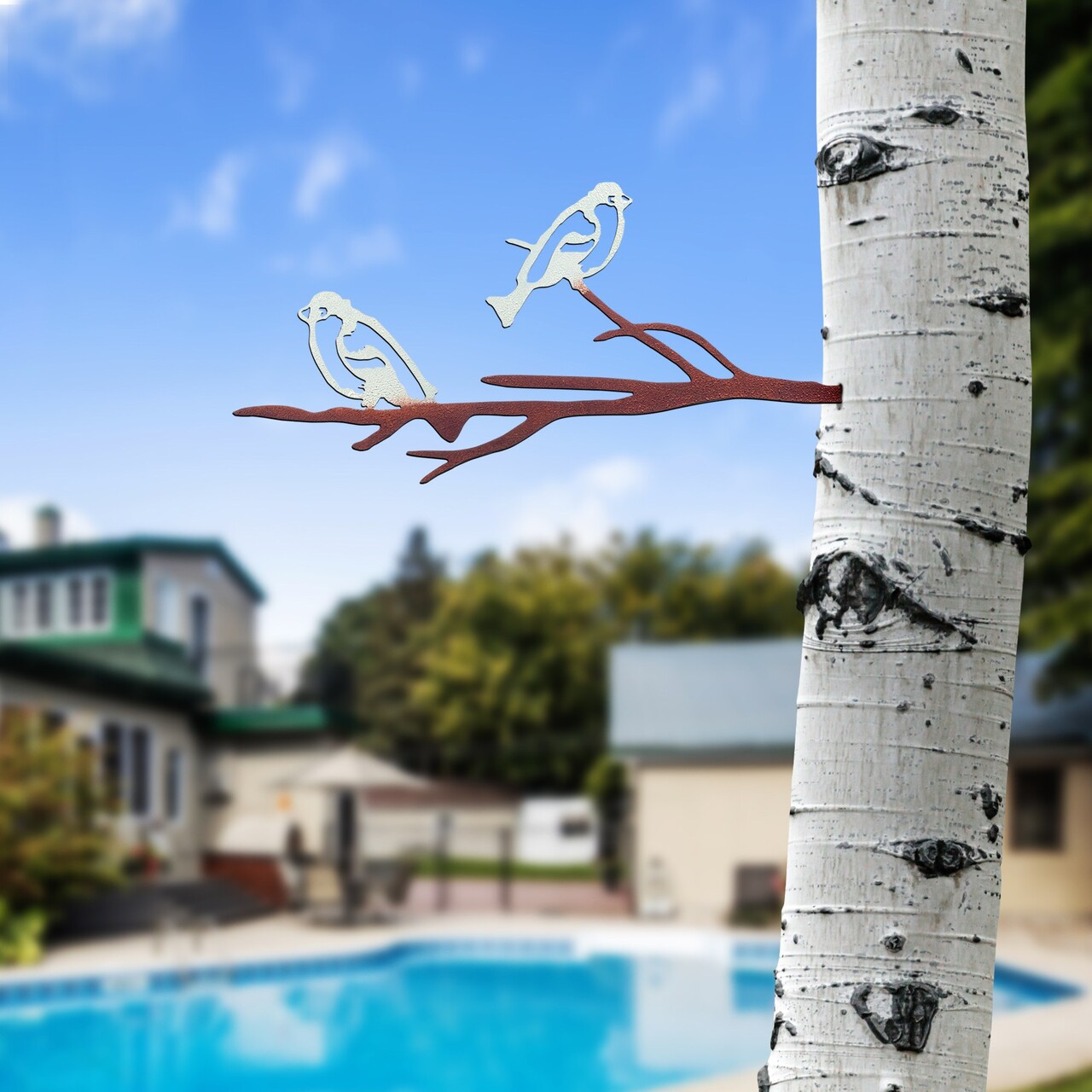 Obiect decorativ de grădină, Bird on the branch 28, 20x45 cm, Multicolor - imagine 3