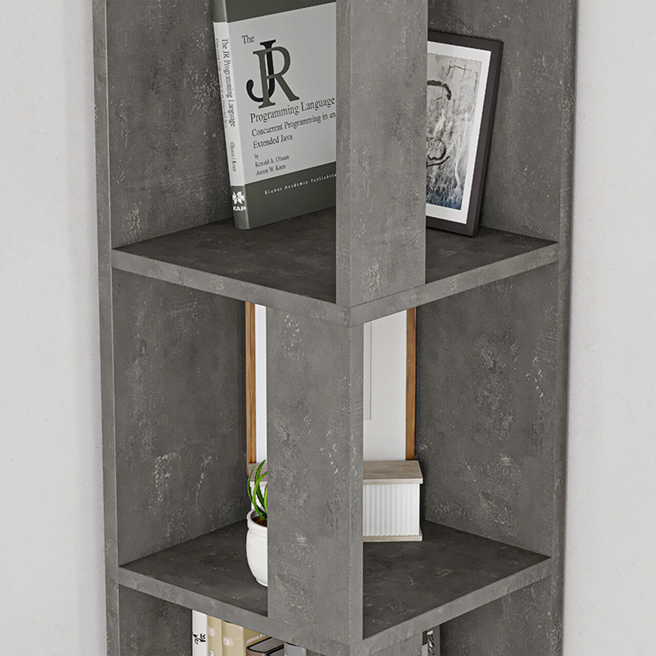 Corp biblioteca Raphael, Pakoworld, 32x32x161 cm, PAL melaminat, gri vintage - 2 | YEO