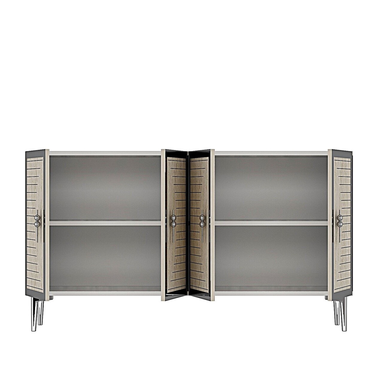 Consola, Hanah Home, Tuna 120, 120x75x32 cm, White / Travertine / Silver - view 5