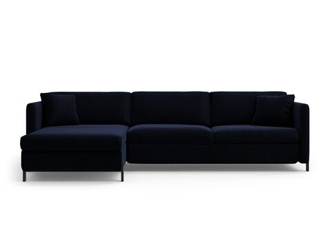 Coltar extensibil stanga 4 locuri, Gloria, Micadoni Home, 266x170x88 cm, catifea, albastru regal