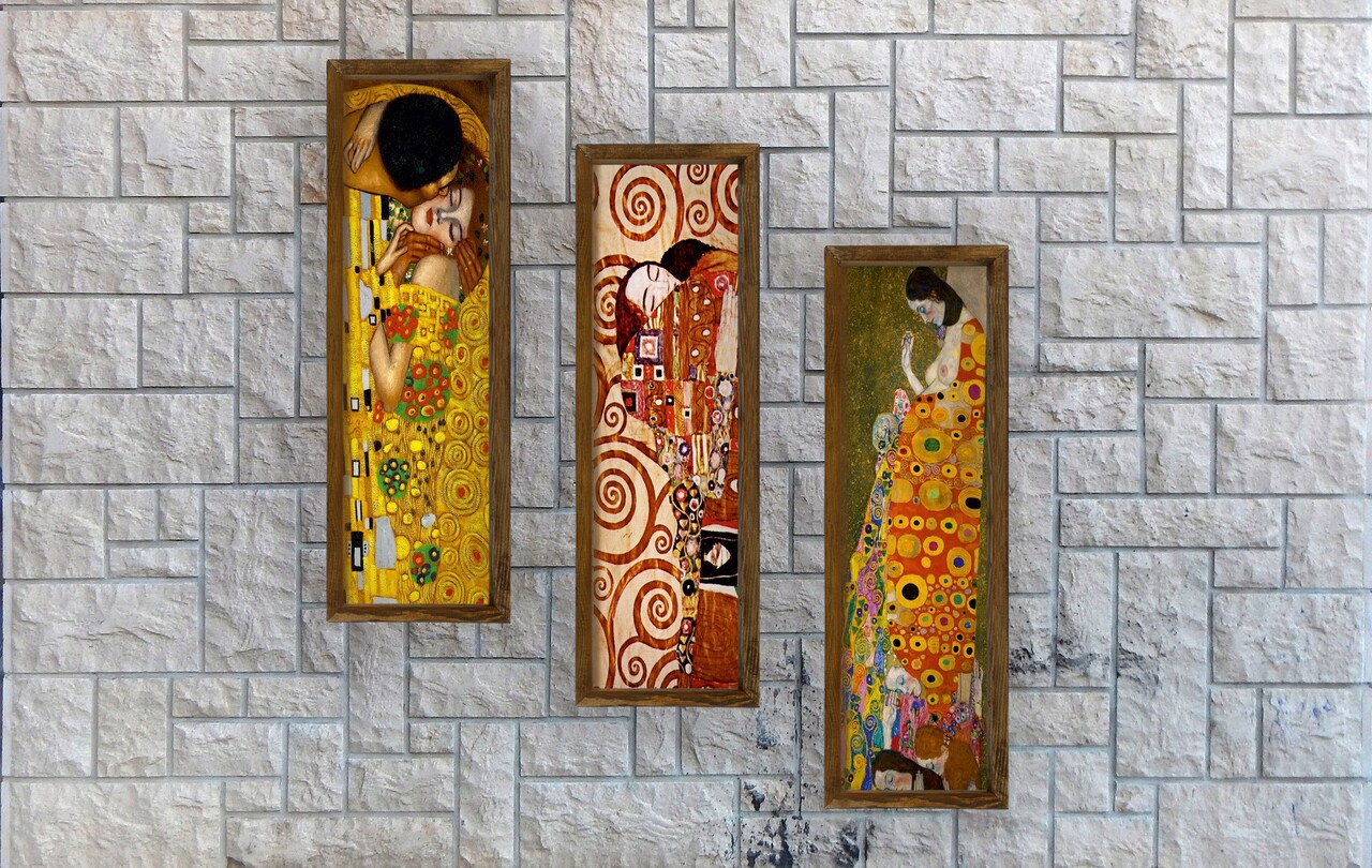 Set 3 tablouri decorative, KZM393, MDF, Imprimat UV, Multicolor