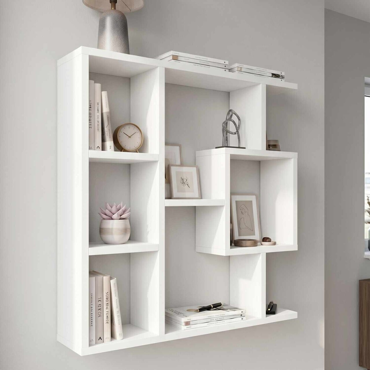 Corp biblioteca, Hanah Home, Yegane, 70.9x74.5x19.7 cm, Alb — imaginea 3