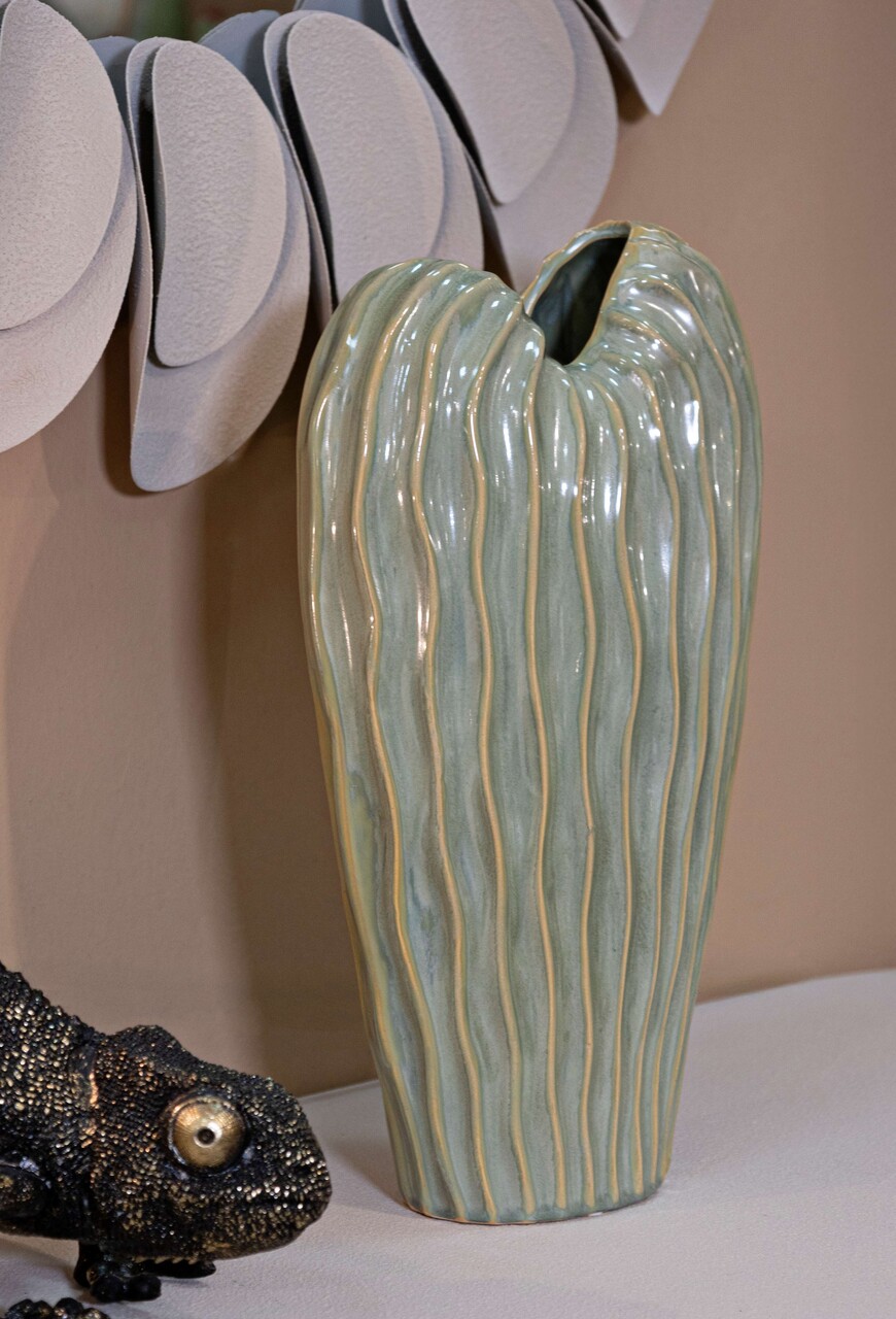 Vaza decorativa Venice, Mauro Ferretti, 22x10x39 cm, ceramica, verde - 2 | YEO