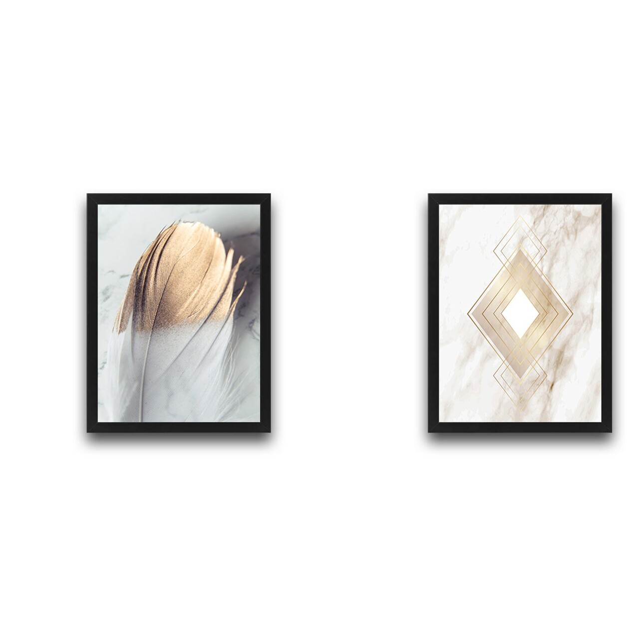 Set 2 tablouri decorative, Gold 1 Set, PAL, Hartie, Multicolor - 1 | YEO
