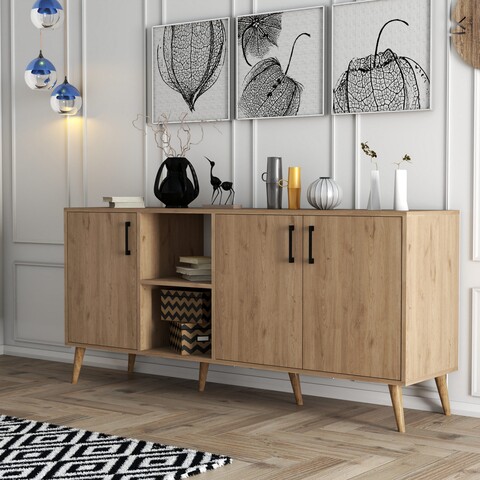 Consola, mezza, exxen, 180 x 80 x 45 cm, pal melaminat, stejar