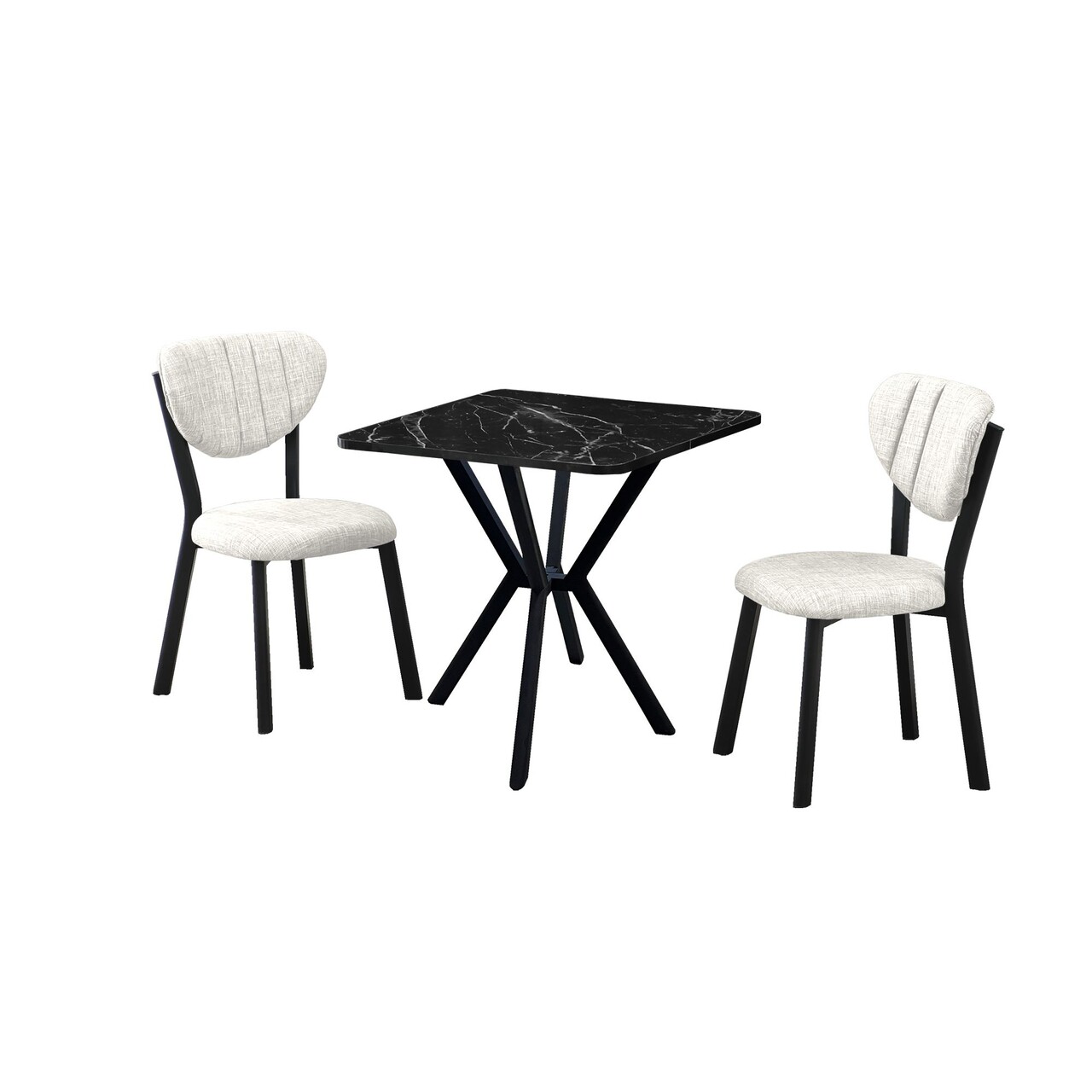Set masa extensibila si scaune, 3 piese, Hanah Home, Elma, Crem/Negru - view 2