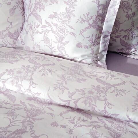 Cearceaf pentru pilota Romantics, Decomex, 200x220 cm, bumbac, alb/lila