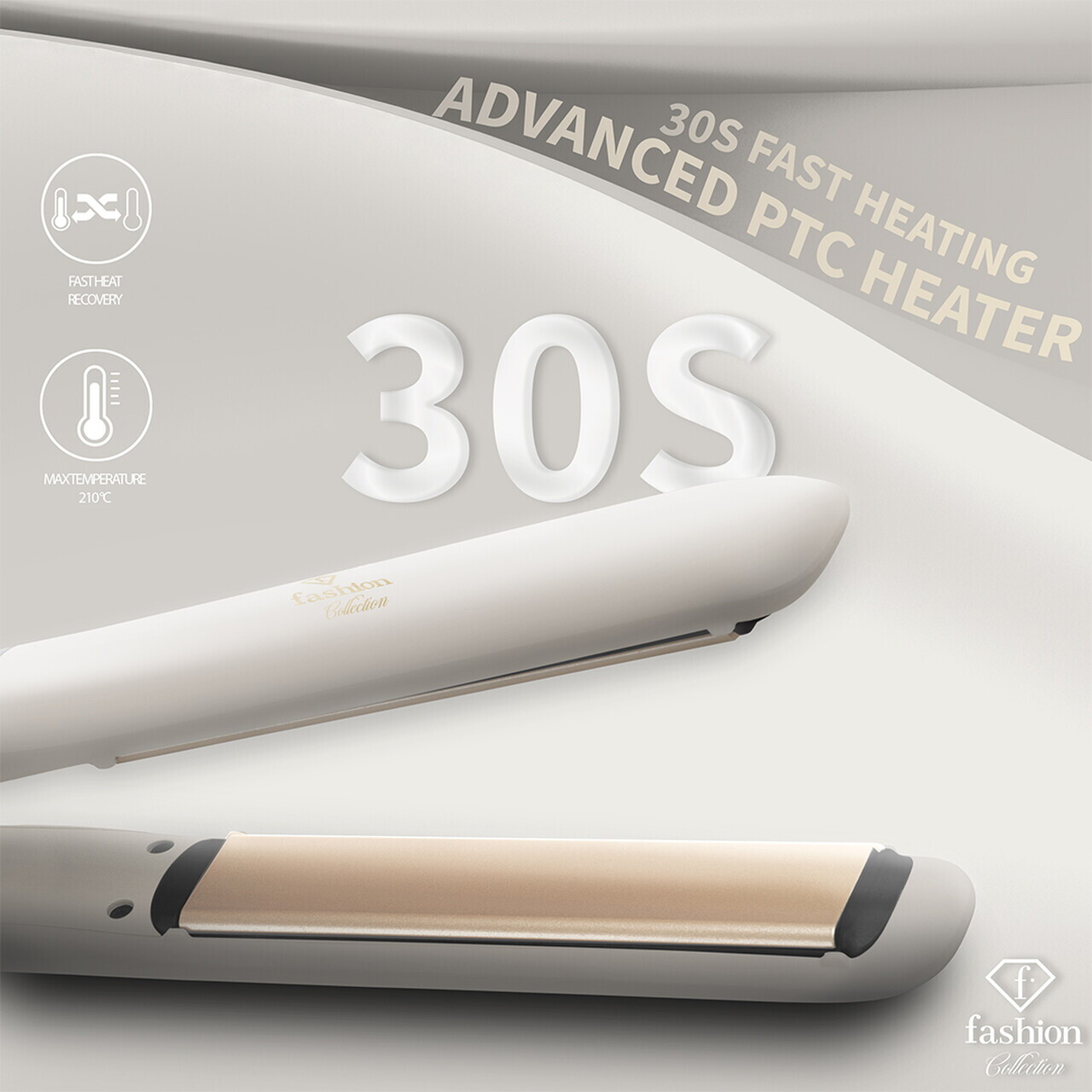 Placa de par Fashion TV, Matte Cream-Gold, 50W, 210°C, invelis ceramic, crem - imagine 8