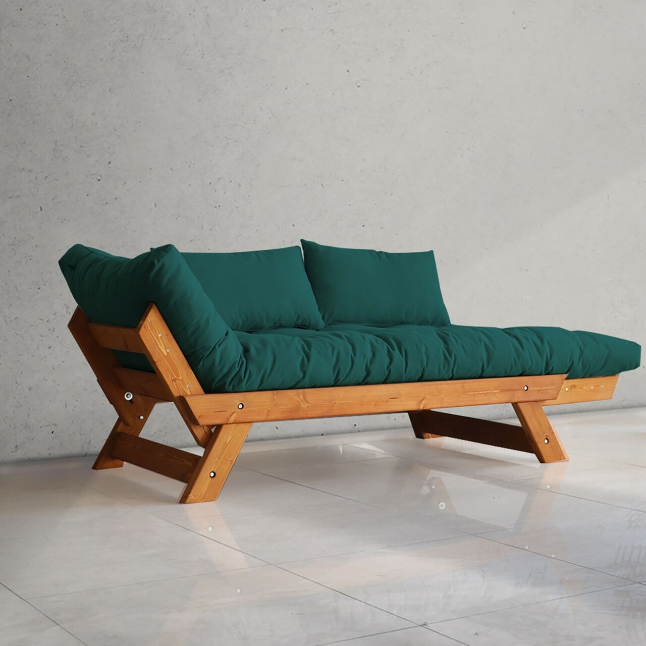 Canapea de gradina cu 2 locuri, Hanah Home, CPT8103-210, Teak / Verde petrol / - view 2