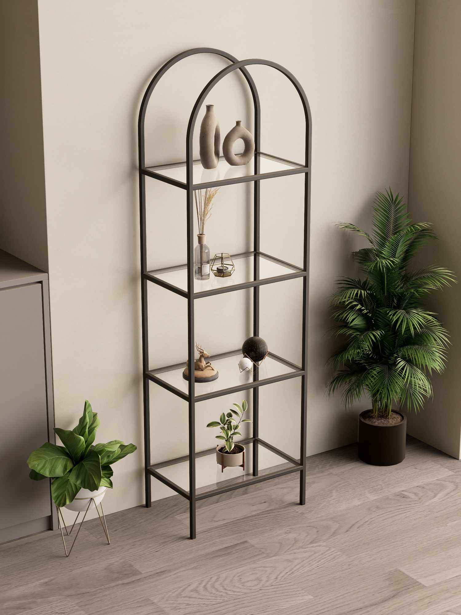 Corp biblioteca, Hanah Home, İdil, 47x158x30 cm, Negru