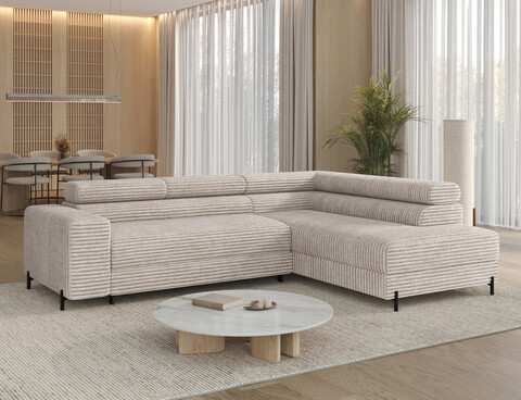 Coltar extensibil dreapta 5 locuri ELTAP, Colesio, 274x200x93 cm, lemn/poliester, alb murdar