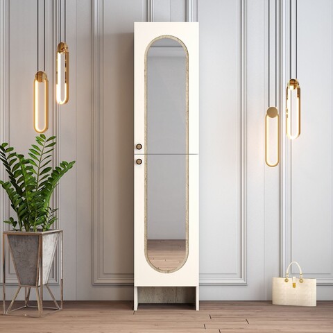 Cuier de perete, Hanah Home, Palermo M, 45x200.6x37 cm, PAL, Cream / Travertine