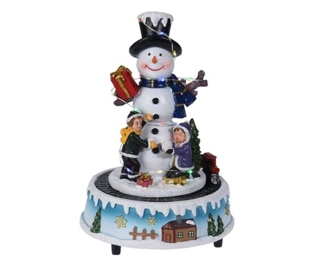 Decoratiune luminoasa Snowman and children, 20 LED-uri, 15.5x22 cm, multicolor