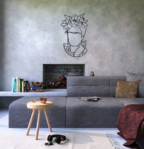 Decoratiune de perete, Frida, Metal, Dimensiune: 40 x 70 cm, Negru Ledena