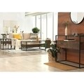 Masuta de cafea cu sertare, Vasagle, 106 x 57 x 45 cm, sticla temperata/PAL/fier, maro rustic