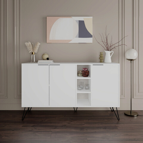 Consola, decortie, clara, 142x83x35.6 cm, alb