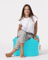 Taburet puf, Square Pouf, Ferndale, 45x45 cm, poliester impermeabil, turcoaz