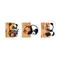 Decoratiune de perete, Pandas, 50% lemn/50% metal, No 1: 23 x 3 x 25 cm, Nuc negru