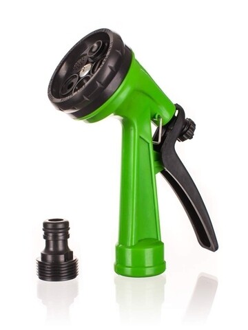 Pistol pentru furtun de gradina cu 5 functii, Happy Green, plastic, verde
