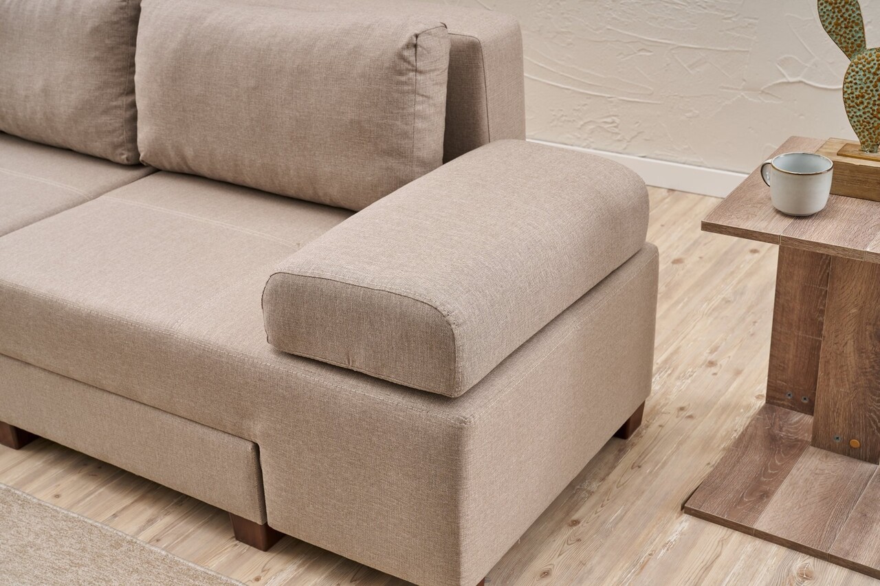 Canapea extensibila cu 3 locuri, Balcab Home, 825BLC4312, Lemn, Crem - 2 | YEO