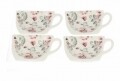 Set 4 farfurii Rose pentru plicurile de ceai, Duo, 7.5 x 10 cm, portelan, multicolor