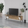 Comoda TV, Decortie, Ada, 188 x 42.6 x 40 cm, pal melaminat, alb