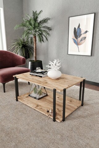 Masuta de cafea, Gauge Concept, Coffe, 90 x 60 x 40 cm, mdf/pvc, natur/negru cafea