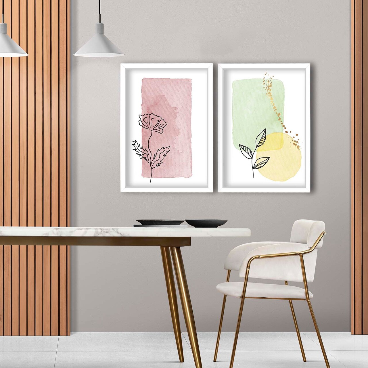 Set 2 tablouri decorative, 2p3752softct-012, Lemn, Multicolor - view 2