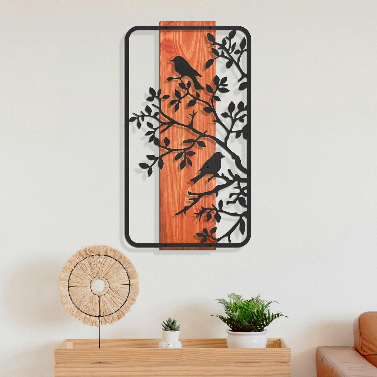 Decoratiune de perete, Nidra, Cadru: Lemn (Grosime: 2 cm), Roșu/Negru — imaginea 2