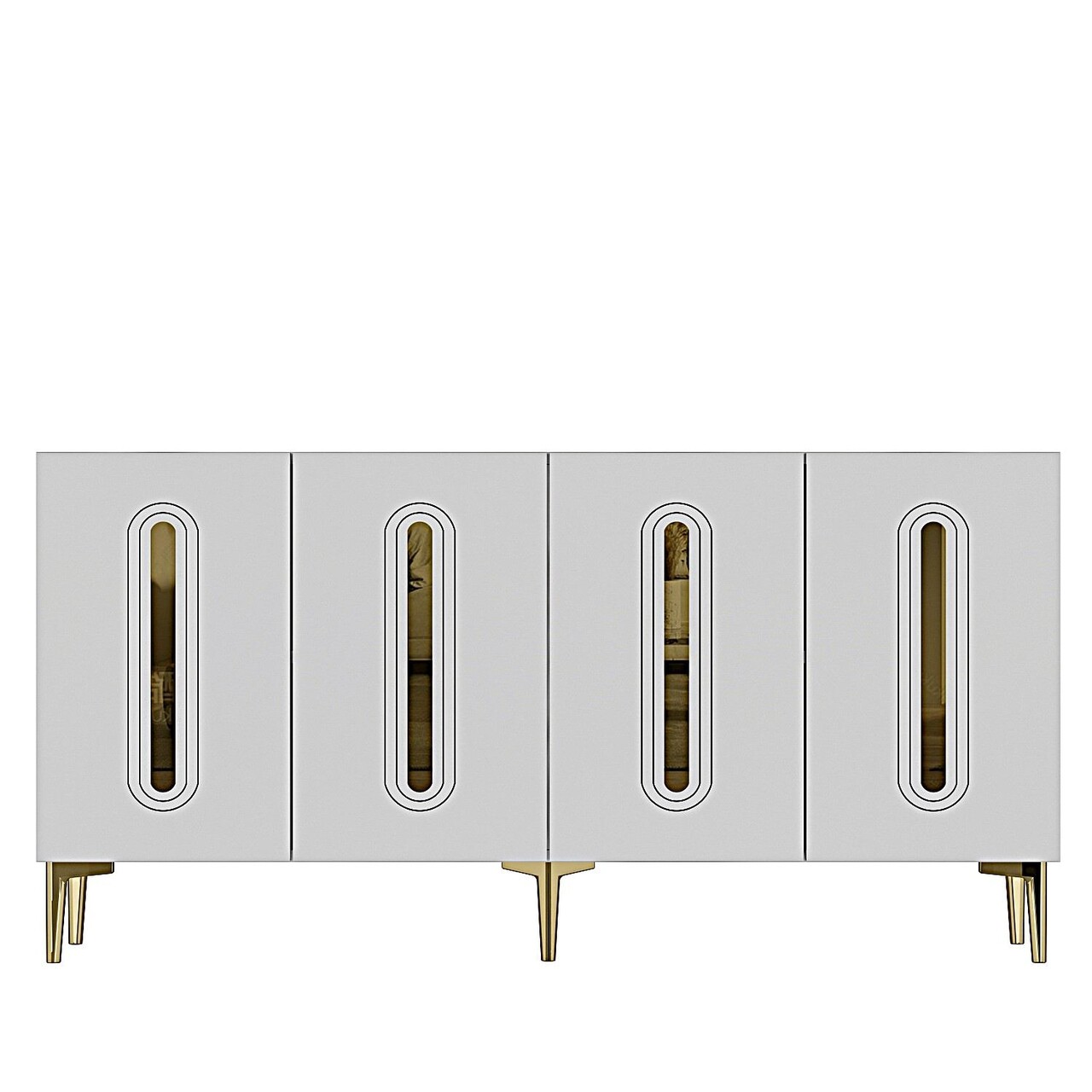 Consola, Hanah Home, Rany 150, 150x75x32 cm, Alb/Auriu - view 5