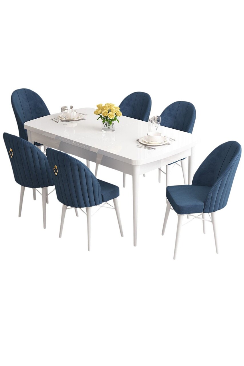 Set masa extensibila si scaune, Hanah Home, Roz, Alb / Bleumarin - view 2