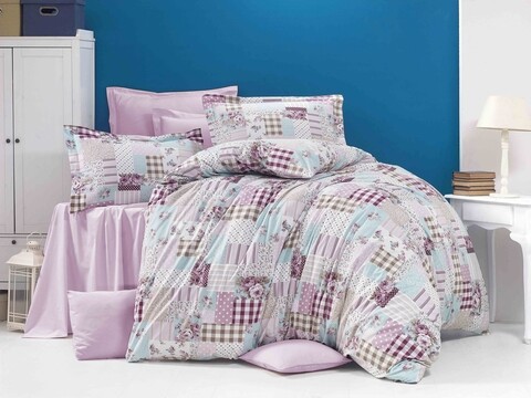 Lenjerie de pat pentru doua persoane, Light Rose Bedora, 4 piese, 100% bumbac