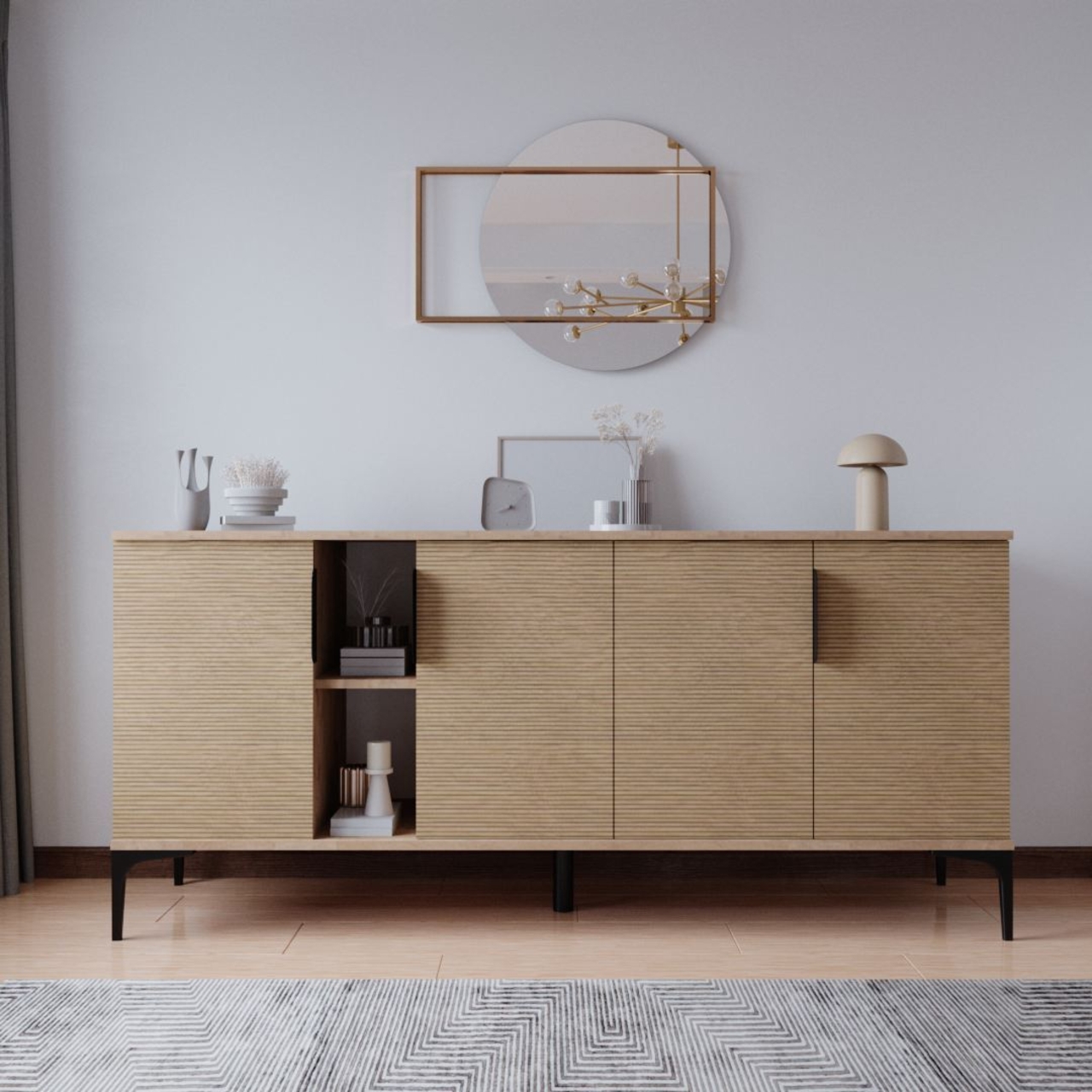 Consola, Hanah Home, Tarz, 180x79x40 cm, Stejar