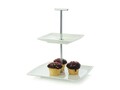 Suport etajat pentru gustari, Maxwell & Williams, White Basics, 18 x 18 x 22 cm, portelan/inox, alb