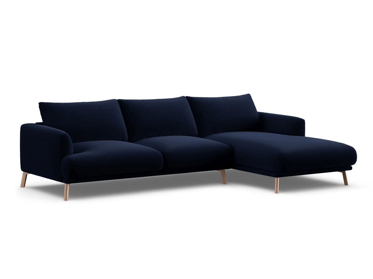 Coltar dreapta 4 locuri, Naomi, Micadoni Home, 285x170x75 cm, catifea, albastru regal — imaginea 2