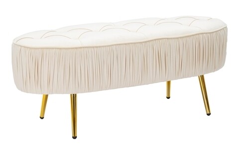 Bancheta ovally, mauro ferretti, 102x40.5x42 cm, catifea, crem