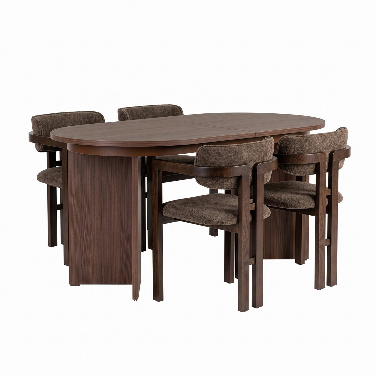 Set masa extensibila si scaune (5 piese), Nordure, Aleria 4, Nuc Milano / Nuc Închis / Maro — imaginea 6