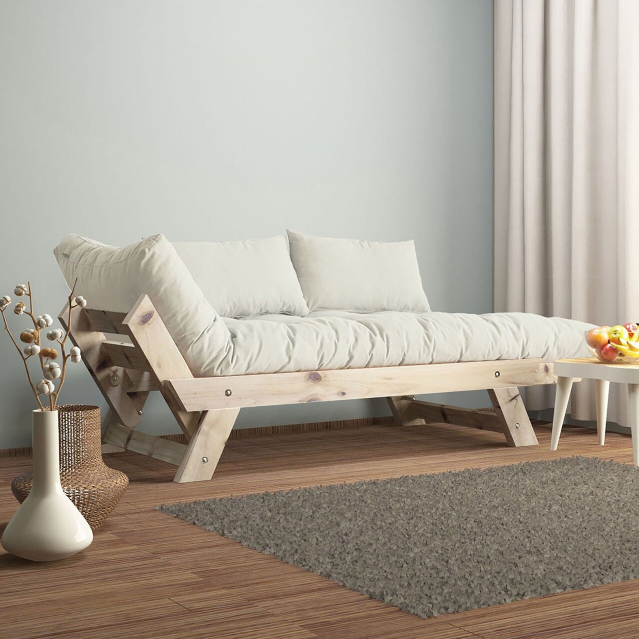 Canapea de gradina cu 2 locuri, Hanah Home, CPT8129-210, Natural/Alb - view 2