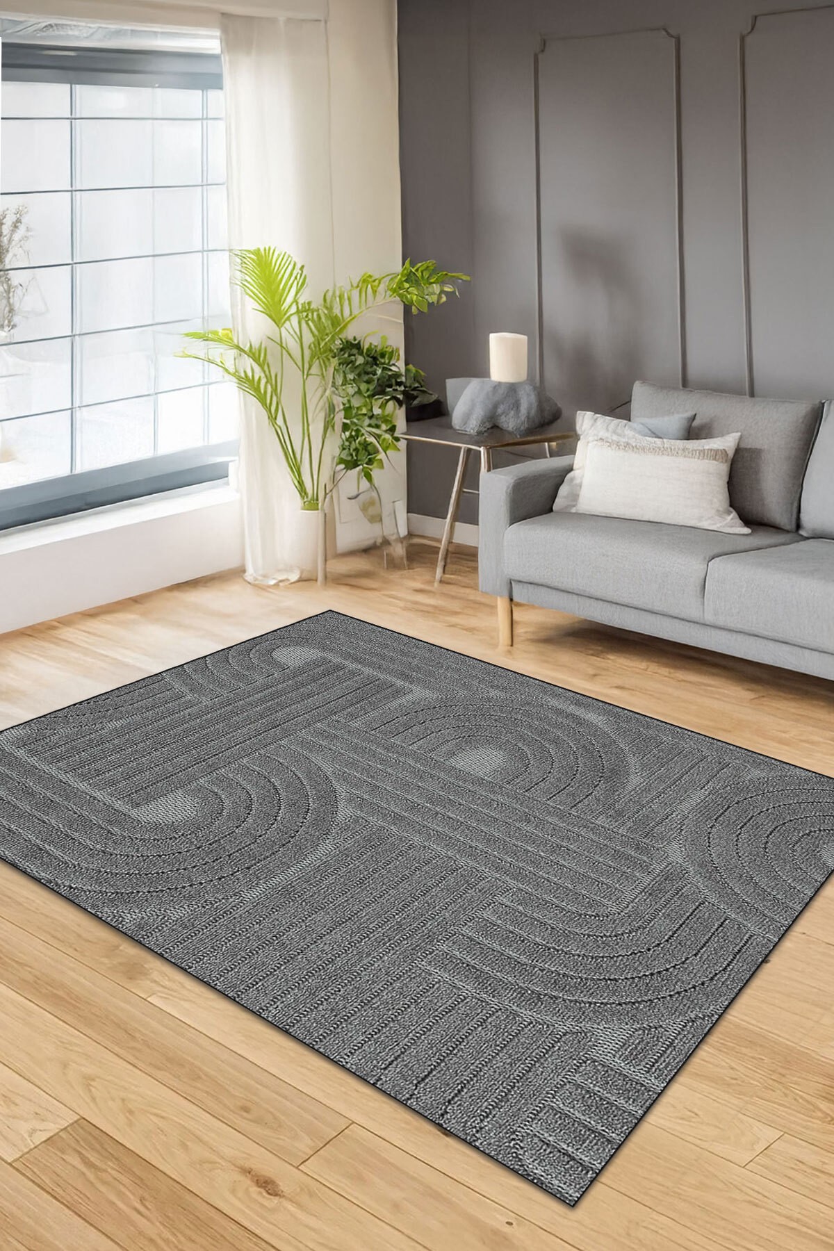 Covor, CLR-7312-HALI-74, 120x300 cm, Poliester, Gri