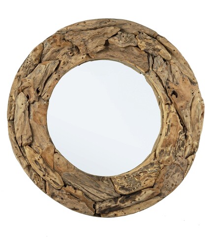 Oglinda decorativa raven, bizzotto, Ø100 cm, radacini din lemn de tec/sticla