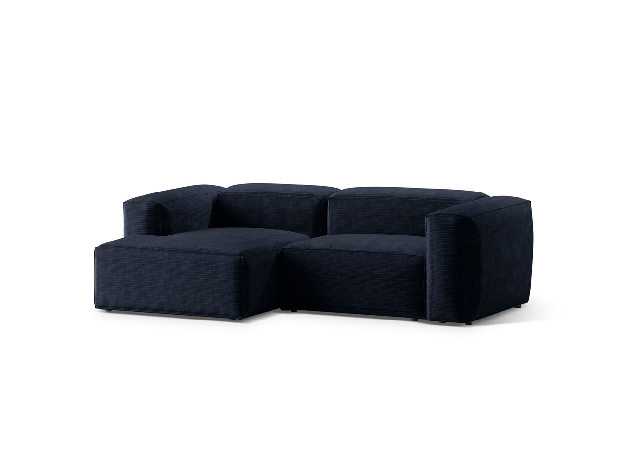 Coltar stanga 2 locuri, Bergamo, Cosmopolitan Design, 244x152x70 cm, catifea chenille raiata, albastru navy - 1 | YEO