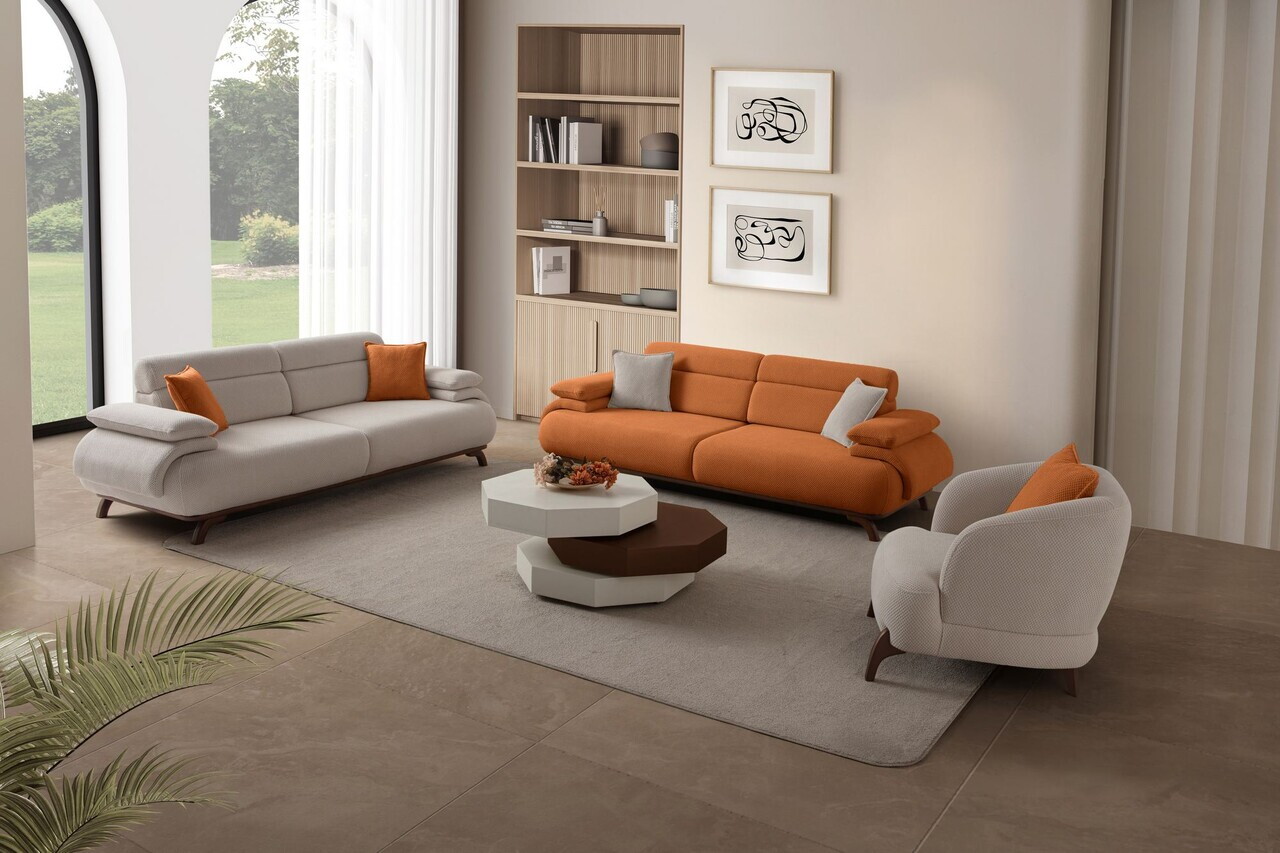 Canapea 3 locuri, Atelier del Sofa, 752EST1154, Lemn de carpen/PAL melaminat, Caramiziu - view 7