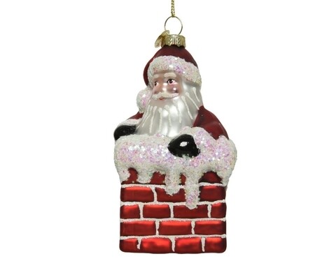 Glob Santa in chimney, Decoris, 6x7x12 cm, sticla, rosu