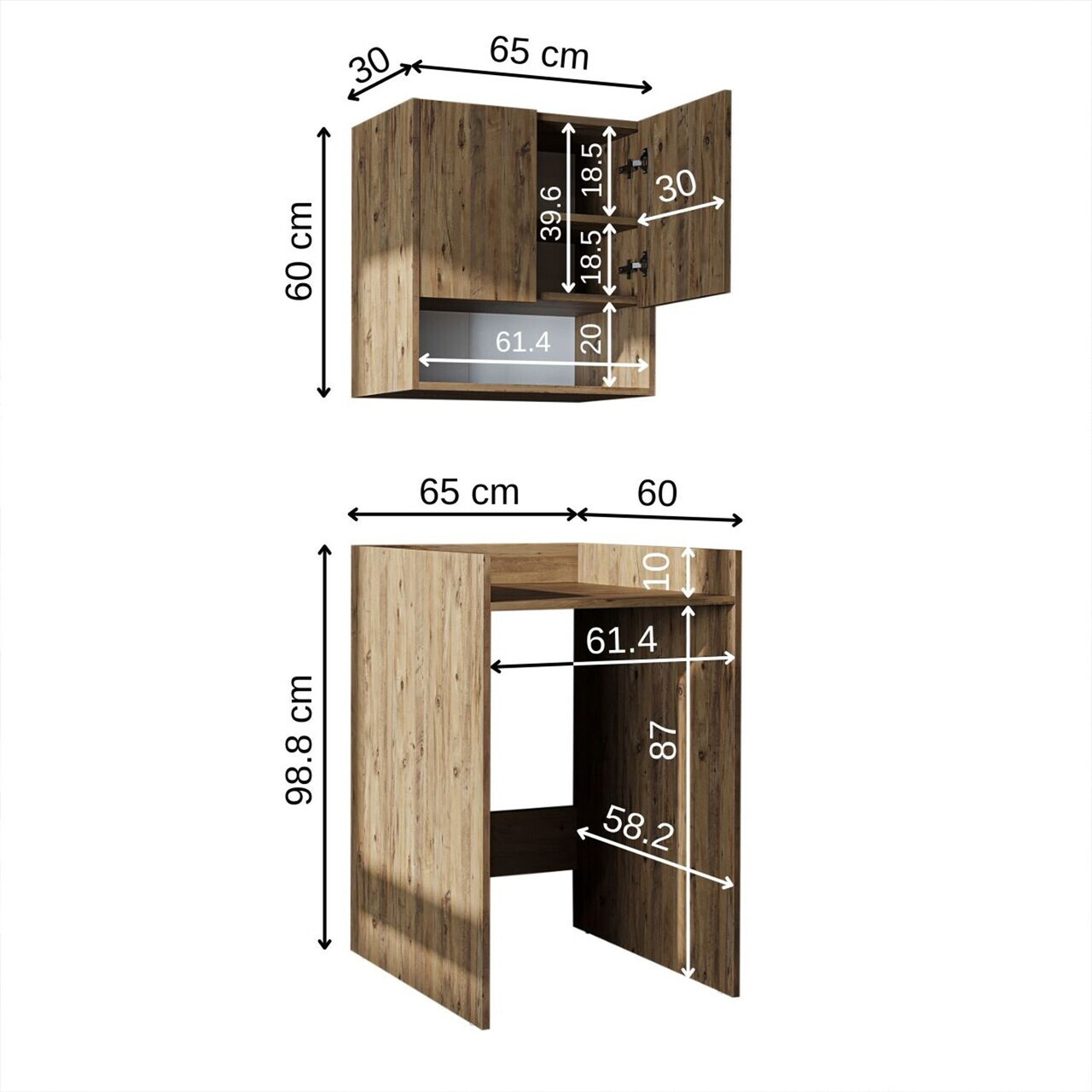 Set mobilier de baie (2 piese), Hanah Home, 2811, PAL MELAMINAT, Maro — imaginea 6