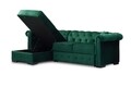 Coltar extensibil cu lada si sezlong stanga, Chester One, L.247 l.171 H.74, stofa, Velvet Louvre Green