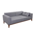 Canapea extensibila cu 3 locuri, Unique Design, 867UNQ1365, Lemn de carpen, Gri