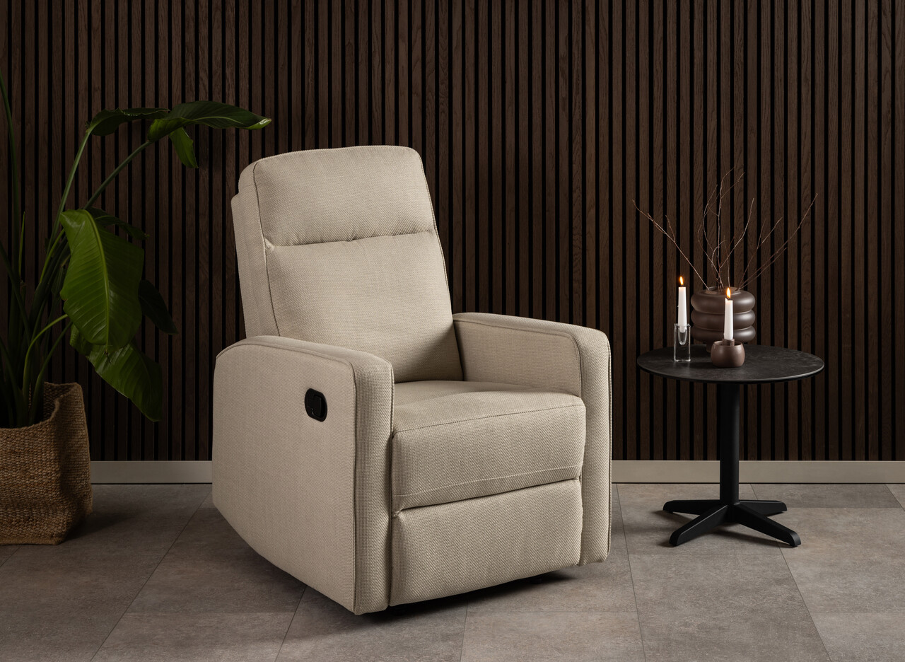 Fotoliu cu recliner Asila, Actona, 72x91x103 cm, tesatura structurata/otel, bej - view 7